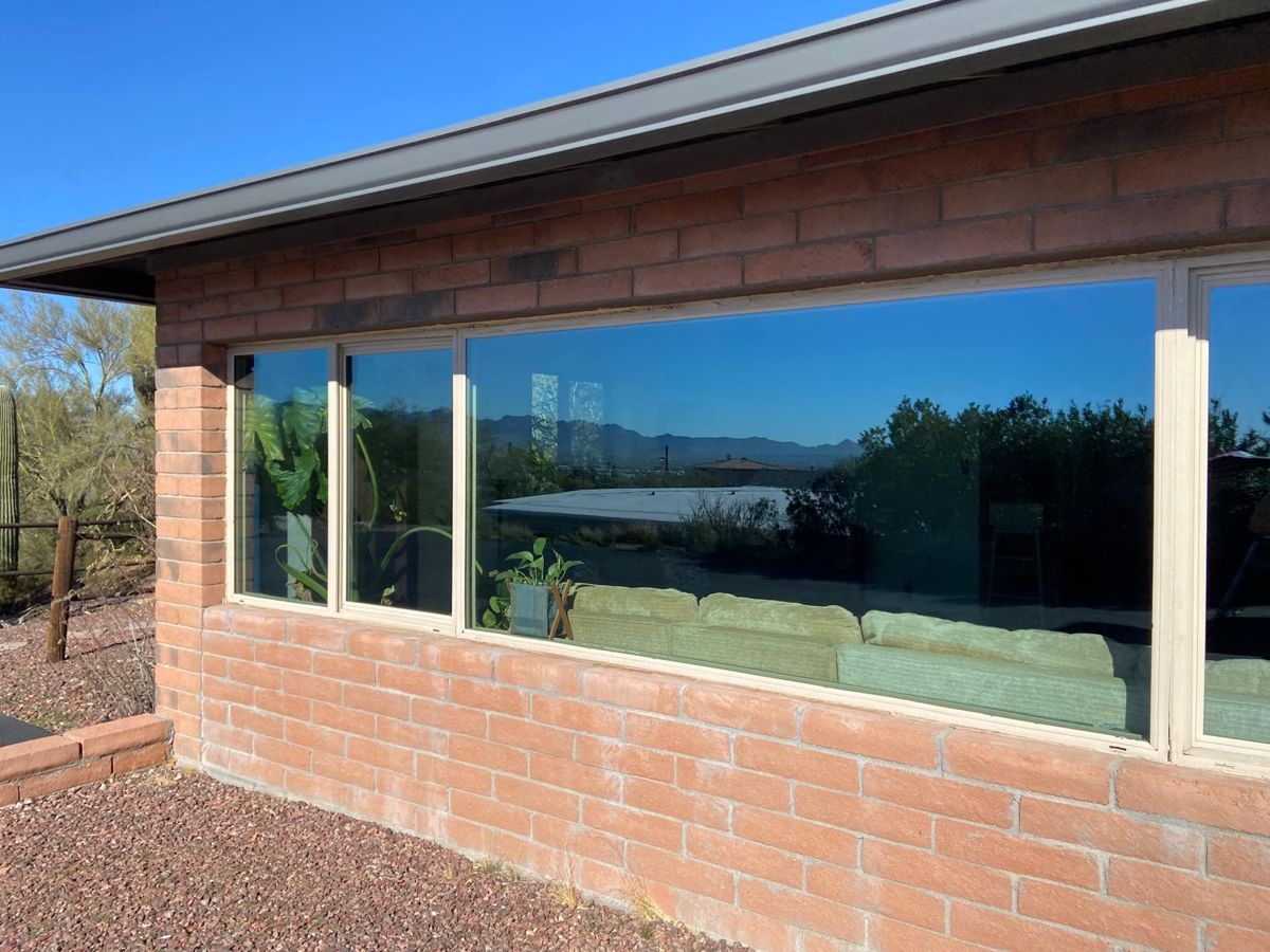 Long clean window on a brick home