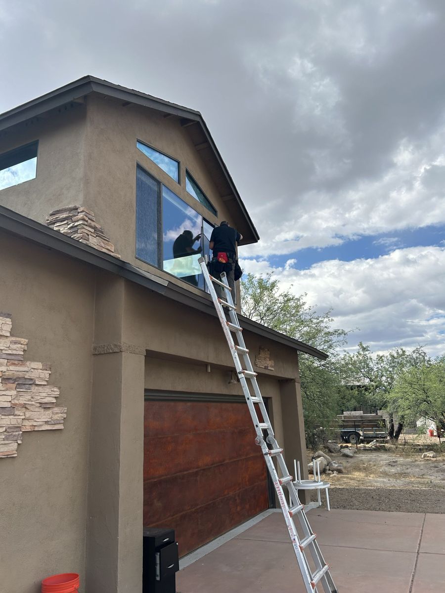 Cleaning a high window